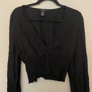 black ruched blouse